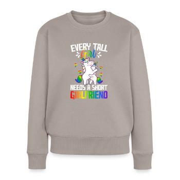 Tall Girl Needs A Short Girlfriend Lesbian Pride - Women's Premium Organic Jumper - taupe - Front - Julia (174cm)