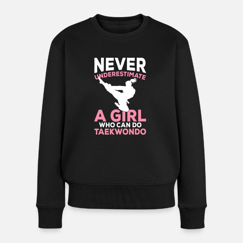 Ein Mädchen, das Taekwondo machen kann Mädchen - Frauen Premium Bio Pullover - Schwarz