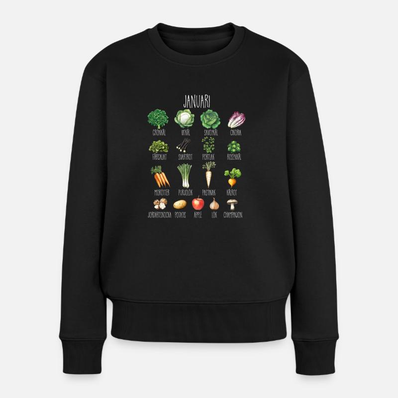 Januar Saisonale Obst- und Gemüsecollage - Frauen Premium Bio Pullover - Schwarz