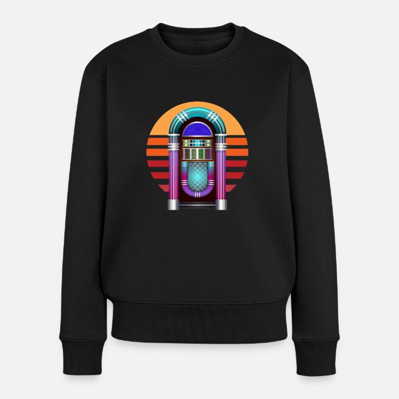 Retro Music Machine Vintage Audio Jukebox - Frauen Premium Bio Pullover - Schwarz