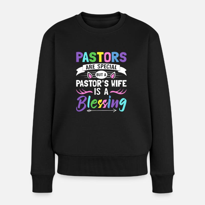 Die Frau eines Pastors ist ein Segen Kirchenführer - Premium økologisk sweatshirt til kvinder - sort