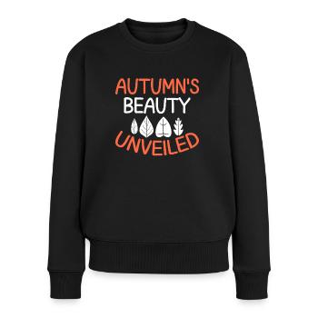 Blattpeeper Herbst Laub Herbst Peeper - Frauen Premium Bio Pullover - Schwarz - Vorne - Julia (174cm)