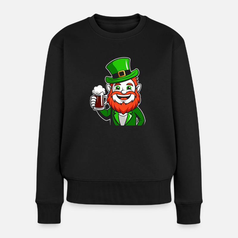 Leprechaun & Beer - Saint-Patrick - Irlande - Pull Premium bio Femme - noir