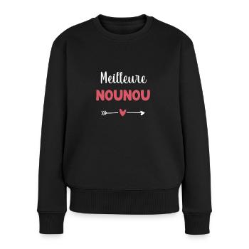 meilleure nounou coeur cadeau nounou - Pull Premium bio Femme - noir - Devant - Julia (174cm)