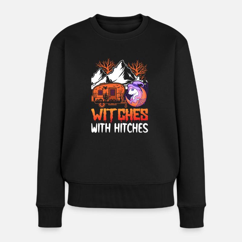 Hexen mit Kupplungen Rv Camping Mädchen Halloween - Frauen Premium Bio Pullover - Schwarz