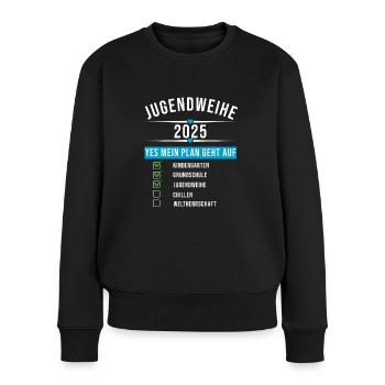 Jugendweihe 2025 - Frauen Premium Bio Pullover - Schwarz - Vorne - Julia (174cm)