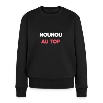 nounou au top cadeau nounou - Pull Premium bio Femme - noir - Devant - Julia (174cm)