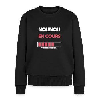 nounou en cours future nounou cadeau nounou - Pull Premium bio Femme - noir - Devant - Julia (174cm)