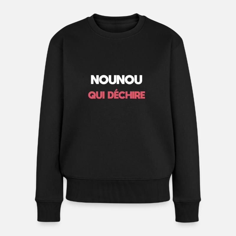 nounou qui déchire cadeau nounou - Pull Premium bio Femme - noir