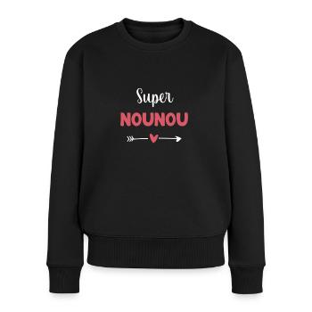 super nounou coeur cadeau nounou - Pull Premium bio Femme - noir - Devant - Julia (174cm)