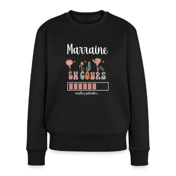 Godmother in Progress Boho Bohemian Flowers - Women's Premium Organic Jumper - black - Front - Julia (174cm)