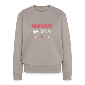 Patentante Tearing Heart Geschenk Patentante - Frauen Premium Bio Pullover - Taupe - Vorne - Julia (174cm)