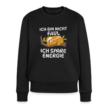 Faultier Energie sparen - Frauen Premium Bio Pullover - Schwarz - Vorne - Julia (174cm)