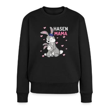 Liebevolle Hasen Mama Umarmung - Frauen Premium Bio Pullover - Schwarz - Vorne - Julia (174cm)