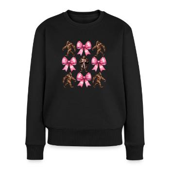 Coquette Bogen Bigfoot Sasquatch Yeti Rosa - Frauen Premium Bio Pullover - Schwarz - Vorne - Julia (174cm)