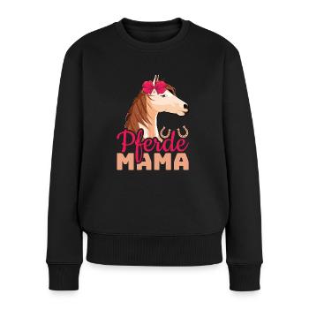Pferde Mama Mit Hufeisen Motiv - Frauen Premium Bio Pullover - Schwarz - Vorne - Julia (174cm)
