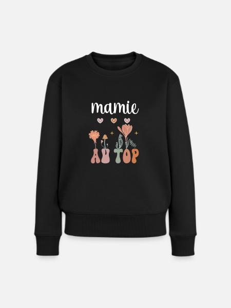 mamie au top boho bohème fleurs cadeau mamie - Pull Premium bio Femme - noir