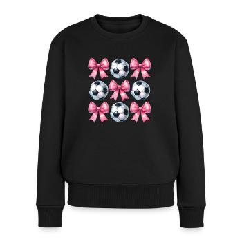 Coquette Bogen Fußball Spieler Mütter Tag rosa - Frauen Premium Bio Pullover - Schwarz - Vorne - Julia (174cm)