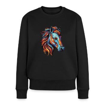 Pferd Portrait - Frauen Premium Bio Pullover - Schwarz - Vorne - Julia (174cm)