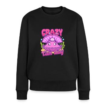 Muschelsammler Muscheln Crazy Clam Lady - Frauen Premium Bio Pullover - Schwarz - Vorne - Julia (174cm)