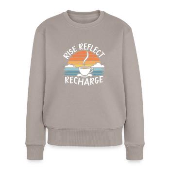 Morning Routine, Wellness Habits, More Productive - Women's Premium Organic Jumper - taupe - Front - Julia (174cm)