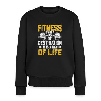 Fitness als Lebensstil - Frauen Premium Bio Pullover - Schwarz - Vorne - Julia (174cm)