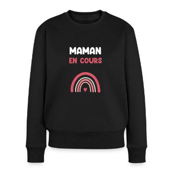 maman en cours arc-en-ciel cadeau mère - Pull Premium bio Femme - noir - Devant - Julia (174cm)