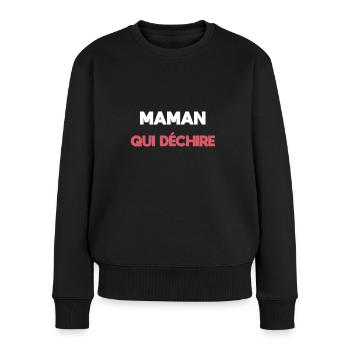 Mama, die rockt, Muttergeschenk - Frauen Premium Bio Pullover - Schwarz - Vorne - Julia (174cm)