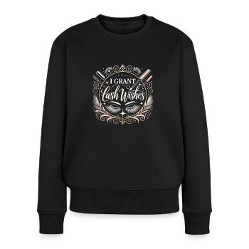 Ich erfülle Wimpernwünsche - Frauen Premium Bio Pullover - Schwarz - Vorne - Julia (174cm)