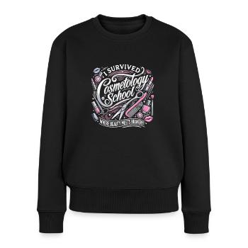 Ich habe die Kosmetikerinnenschule überlebt - Frauen Premium Bio Pullover - Schwarz - Vorne - Julia (174cm)
