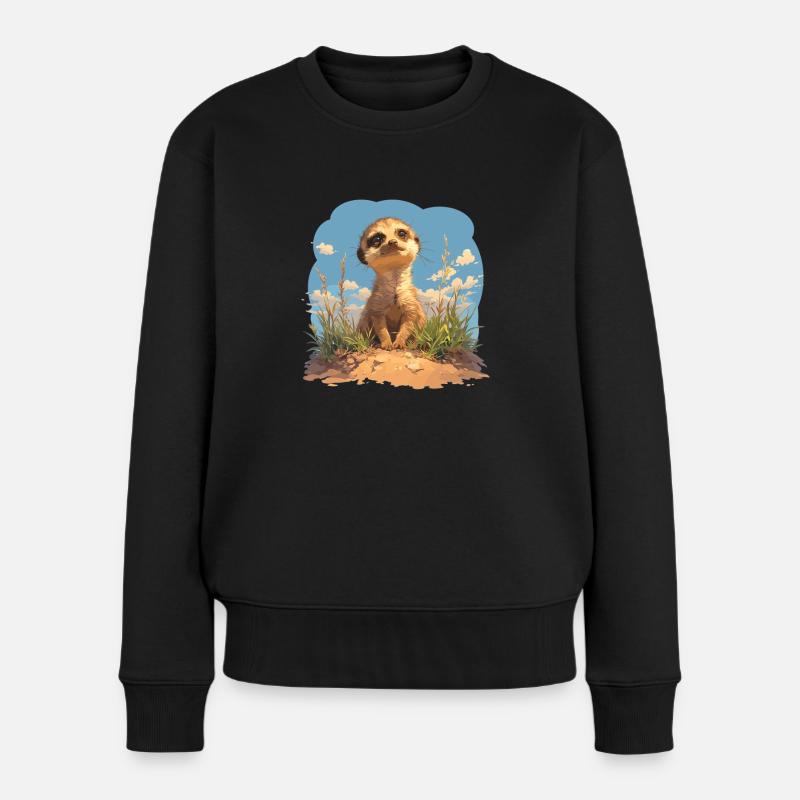 Meerkat Erdmännchen - Frauen Premium Bio Pullover - Schwarz