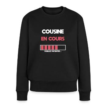cousin in progress future cousin gift cousin - Women's Premium Organic Jumper - black - Front - Julia (174cm)
