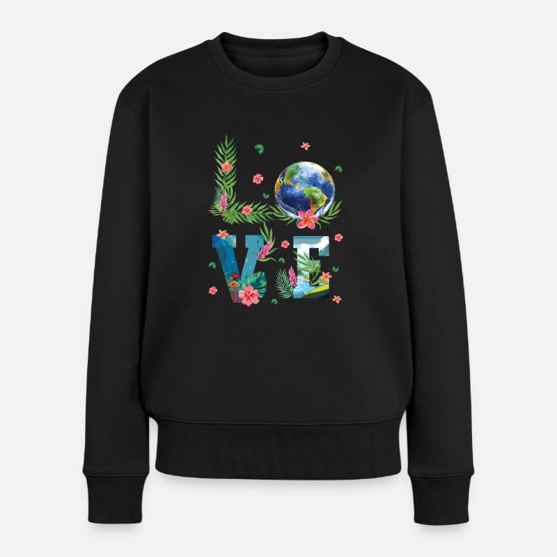Liebe Zum Tag Der Erde Natur - Frauen Premium Bio Pullover - Schwarz