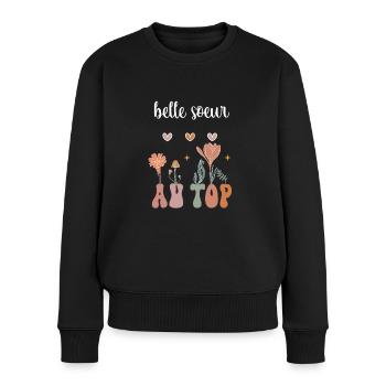 Stepsister in Boho Bohemian Flowers Top - Women's Premium Organic Jumper - black - Front - Julia (174cm)