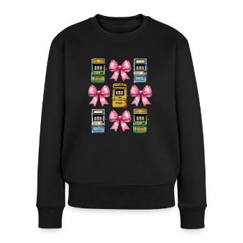 Coquette Bow Spielautomat Glücksspiel Gambler - Frauen Premium Bio Pullover - Schwarz - Vorne - Julia (174cm)