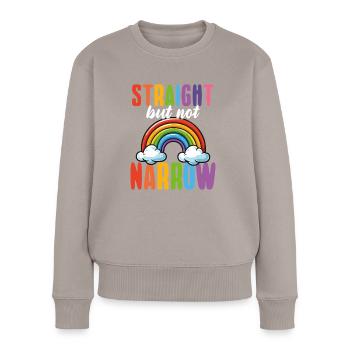 Gerader, Aber Nicht Schmaler Lgbtq+ Verbündeter - Frauen Premium Bio Pullover - Taupe - Vorne - Julia (174cm)