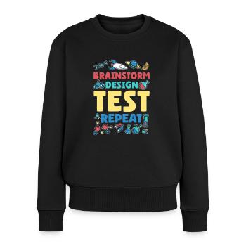 Brainstorm Design Test Repeat - Frauen Premium Bio Pullover - Schwarz - Vorne - Julia (174cm)