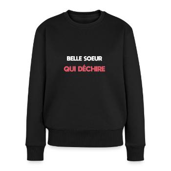 Stiefschwester, die rockt - Frauen Premium Bio Pullover - Schwarz - Vorne - Julia (174cm)