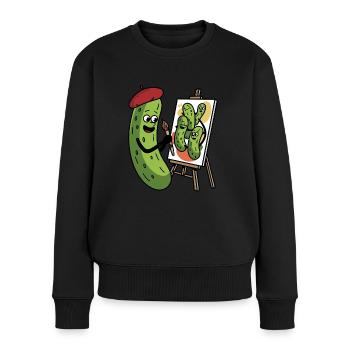 Gewürzgurke Essiggurke - Frauen Premium Bio Pullover - Schwarz - Vorne - Julia (174cm)