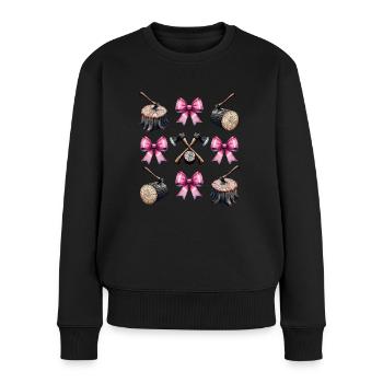 Coquette Bogen Holzarbeiter Logger Mütter Tag Rosa - Frauen Premium Bio Pullover - Schwarz - Vorne - Julia (174cm)