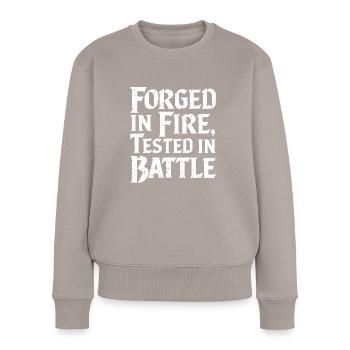Forge Viking Guerrier Forge nordique Travail du métal - Pull Premium bio Femme - taupe - Devant - Julia (174cm)