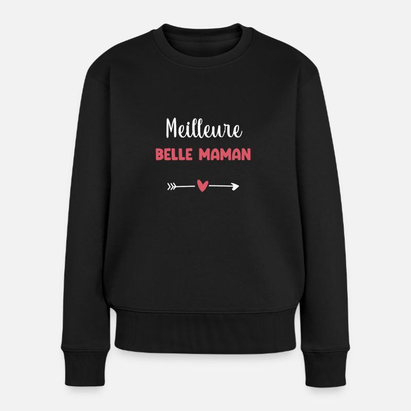 Beste schöne Mutter Herz Stiefmutter - Frauen Premium Bio Pullover - Schwarz