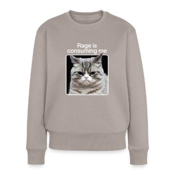 Rage Consumes Me Cat - Frauen Premium Bio Pullover - Taupe - Vorne - Julia (174cm)