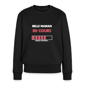 belle maman en cours future belle maman belle mère - Pull Premium bio Femme - noir - Devant - Julia (174cm)