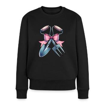 Coquette Bogen Gartenarbeit Gärtner Schaufel Rosa - Frauen Premium Bio Pullover - Schwarz - Vorne - Julia (174cm)