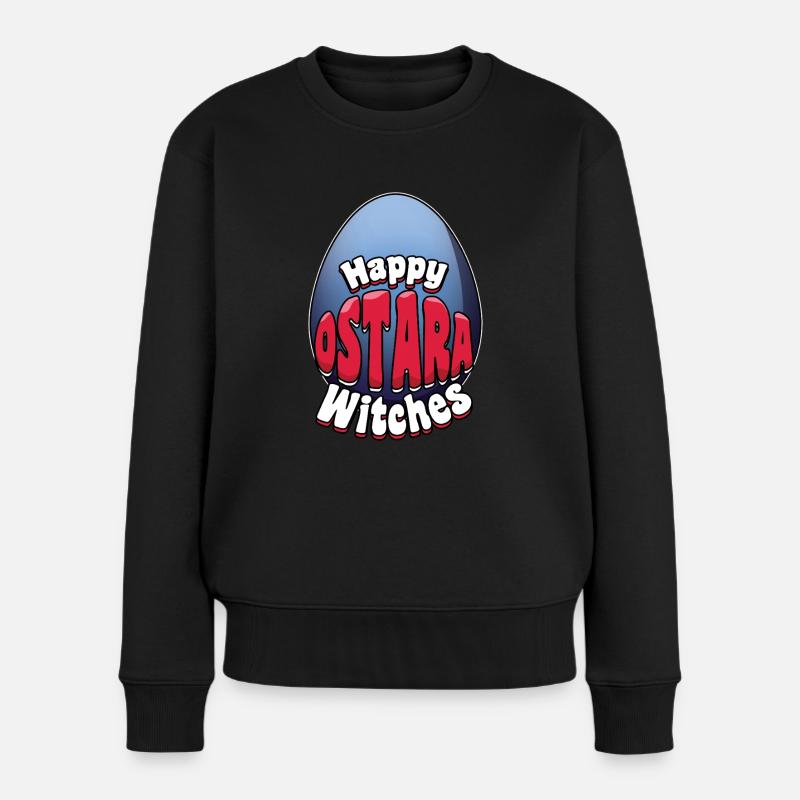 Happy Ostara Witches Ostara Ei Motiv - Frauen Premium Bio Pullover - Schwarz