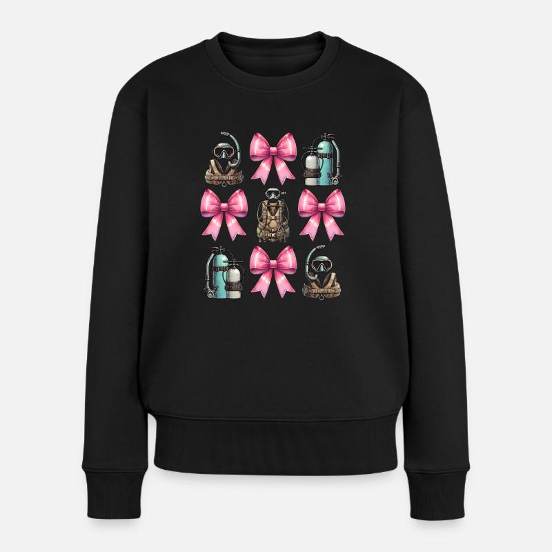 Coquette Bogen Tauchen Mama Taucher Schnorchel - Frauen Premium Bio Pullover - Schwarz