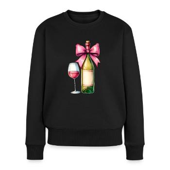 Coquette Bow Buveur de Vin Rose - Pull Premium bio Femme - noir - Devant - Julia (174cm)