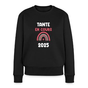2025 Tante kündigt Schwangerschaft an - Frauen Premium Bio Pullover - Schwarz - Vorne - Julia (174cm)
