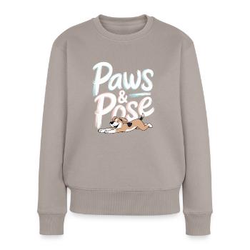 Doga Dog Yoga Bien-être des animaux de compagnie Étirements conscients - Pull Premium bio Femme - taupe - Devant - Julia (174cm)